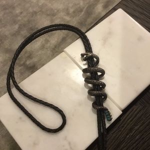 Braided Leather Bolero with Snake Tie